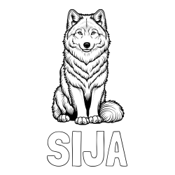 Online izdelana pobarvanka - Pobarvanka imena SIJA in pobarvanka prijaznega volka