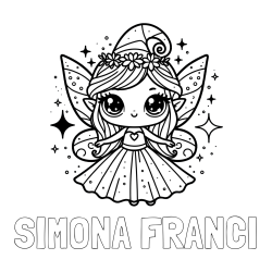 Online izdelana pobarvanka - Pobarvanka imena SIMONA FRANCI in prikupna čarobna vila