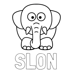 Online izdelana pobarvanka - Pobarvanka imena SLON in pobarvanka slona