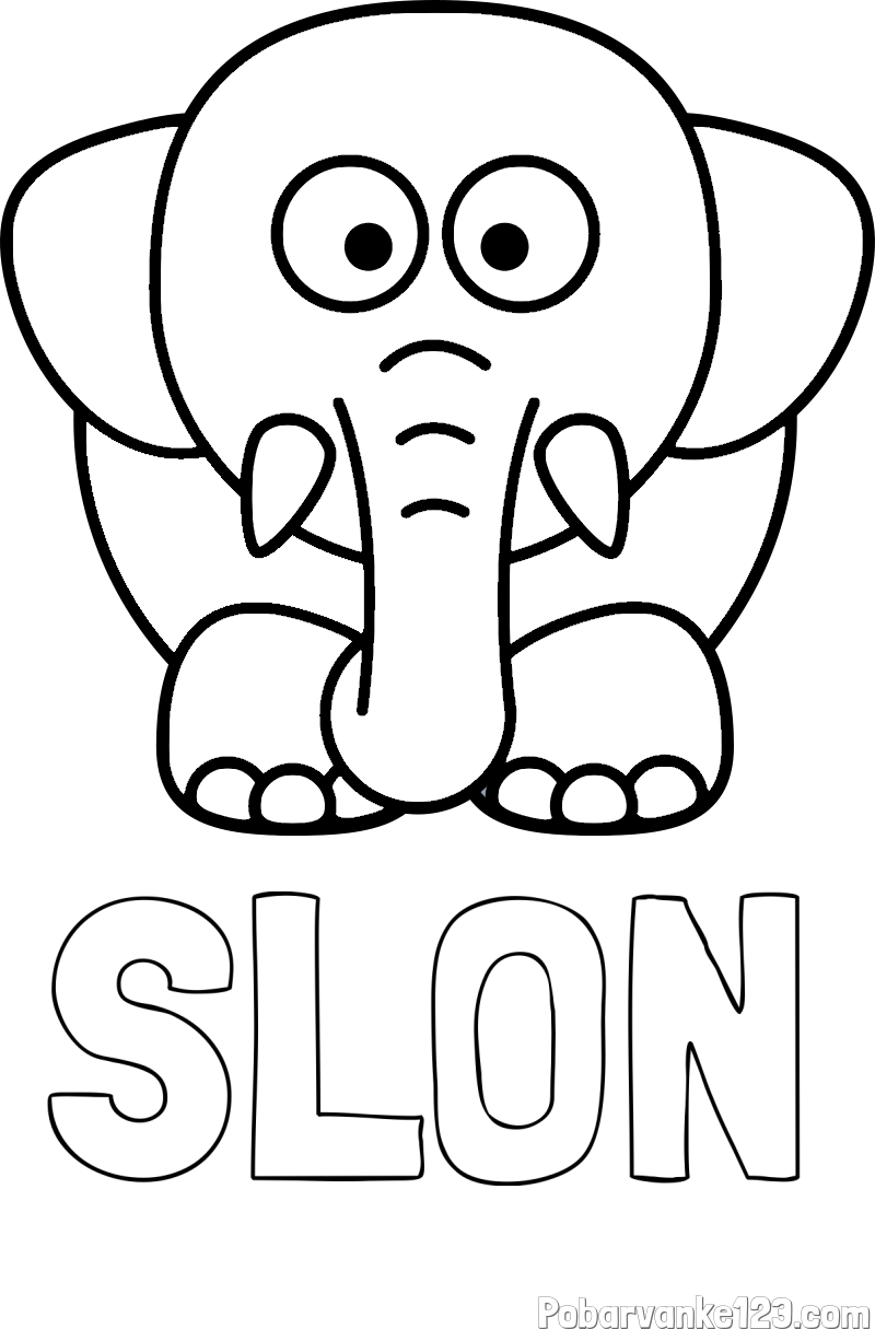 Pobarvanka imena SLON in pobarvanka slona