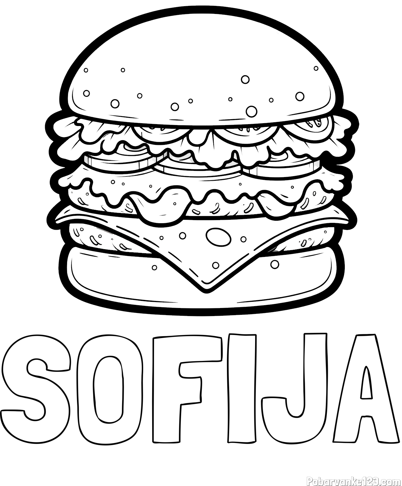Pobarvanka imena SOFIJA in pobarvanka hamburger