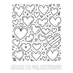 Online izdelana pobarvanka - Pobarvanka imena SRČKI ZA VALENTINOVO in pobarvanka različnih srčkov