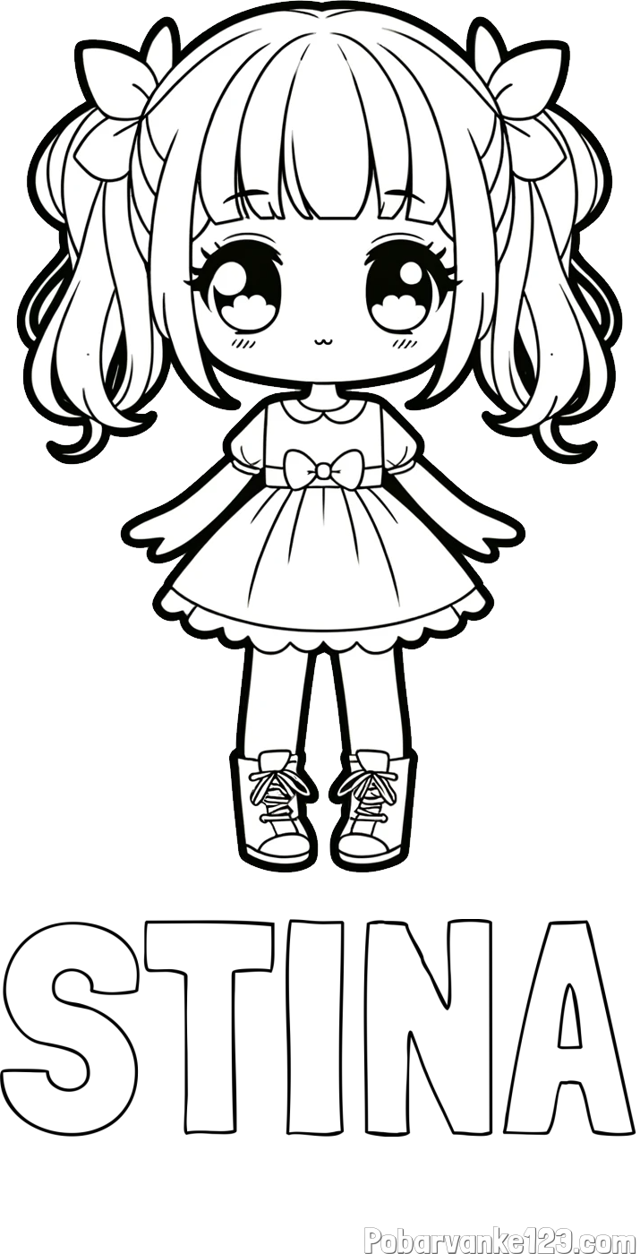 Pobarvanka imena STINA in pobarvanka anime punčke
