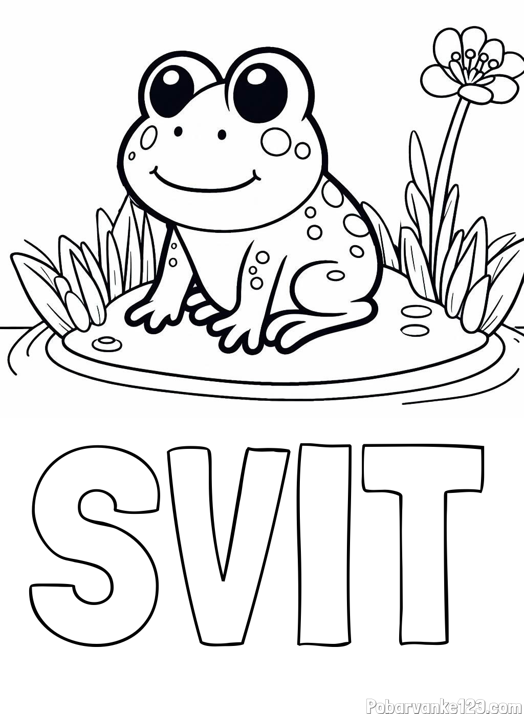 Pobarvanka imena SVIT in pobarvanka žabe