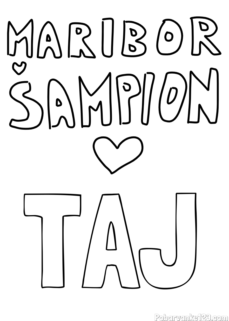 Pobarvanka imena TAJ in pobarvanka MARIBOR ŠAMPION