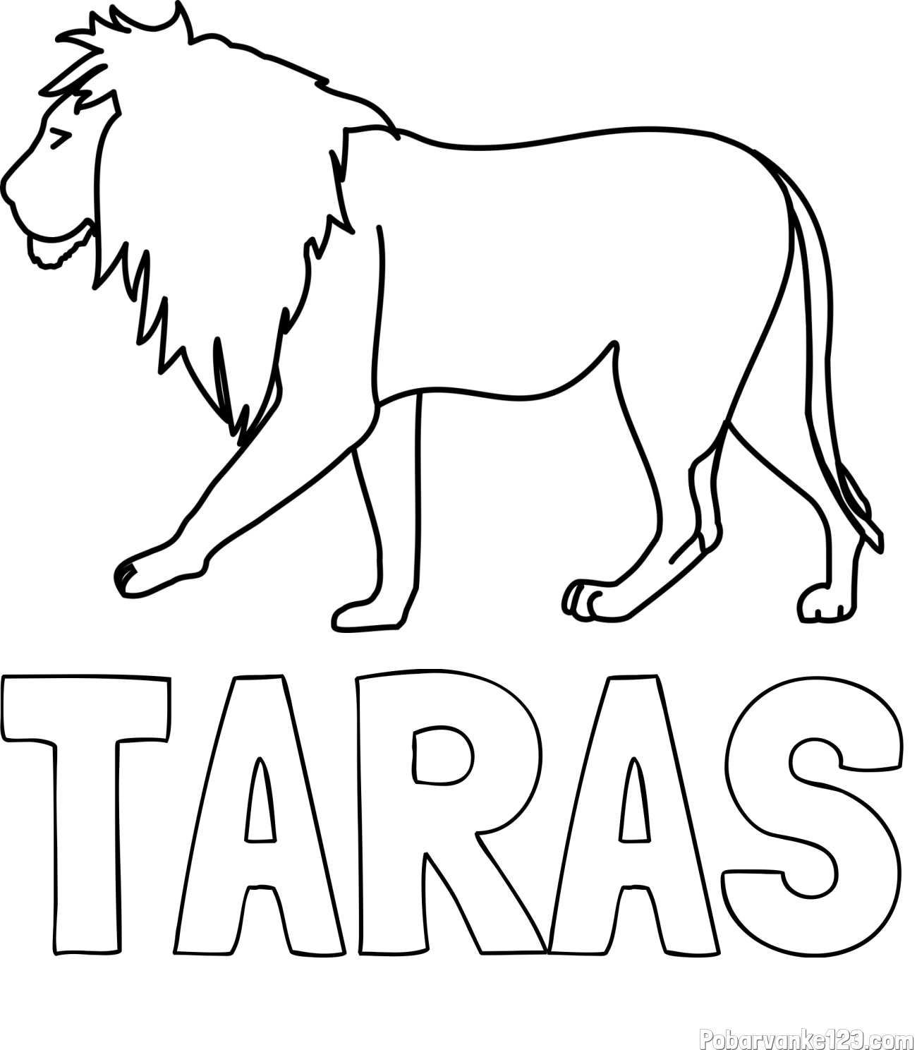 Pobarvanka imena TARAS in otroška pobarvanka leva