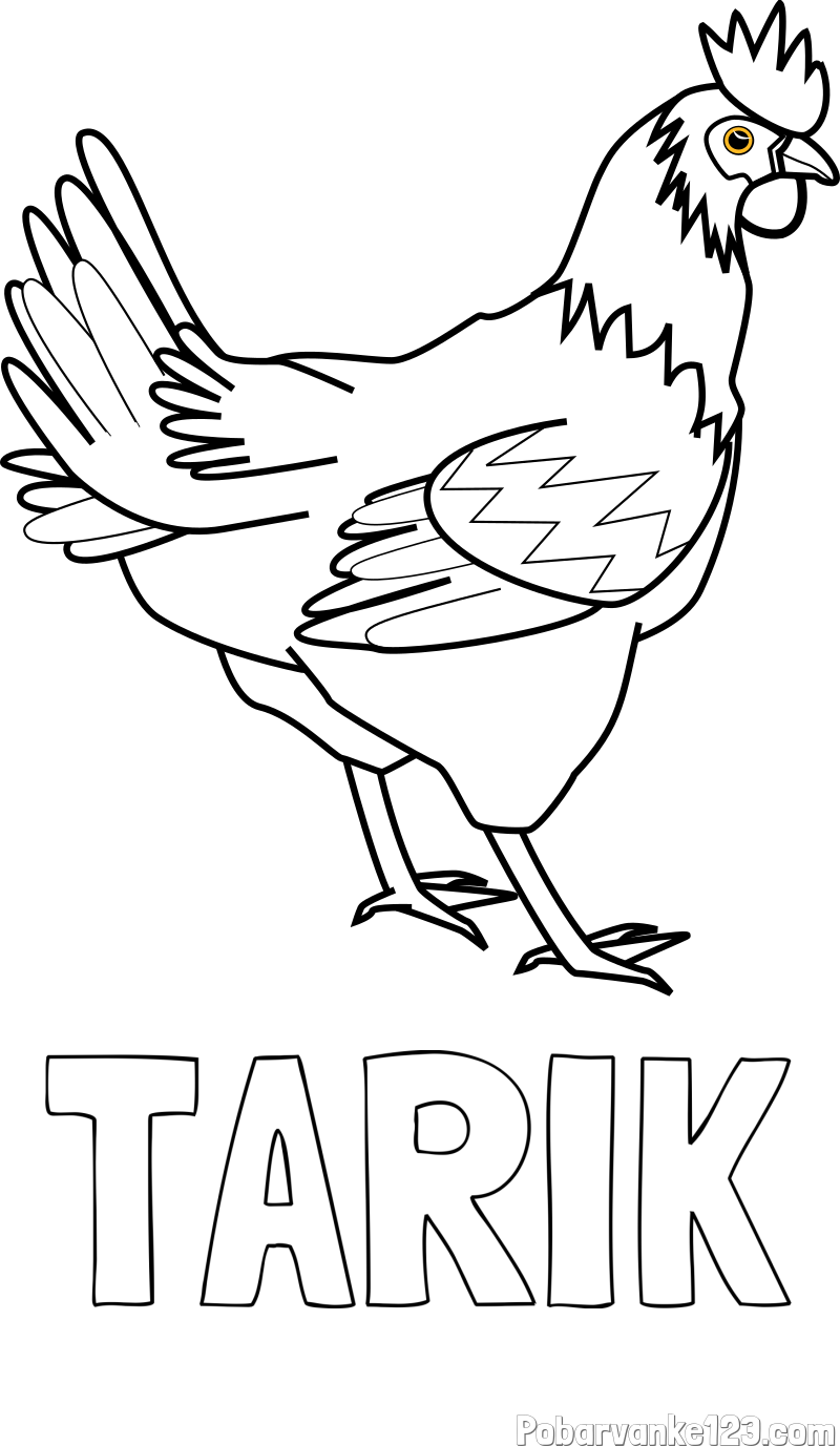 Pobarvanka imena TARIK in pobarvanka kokoške