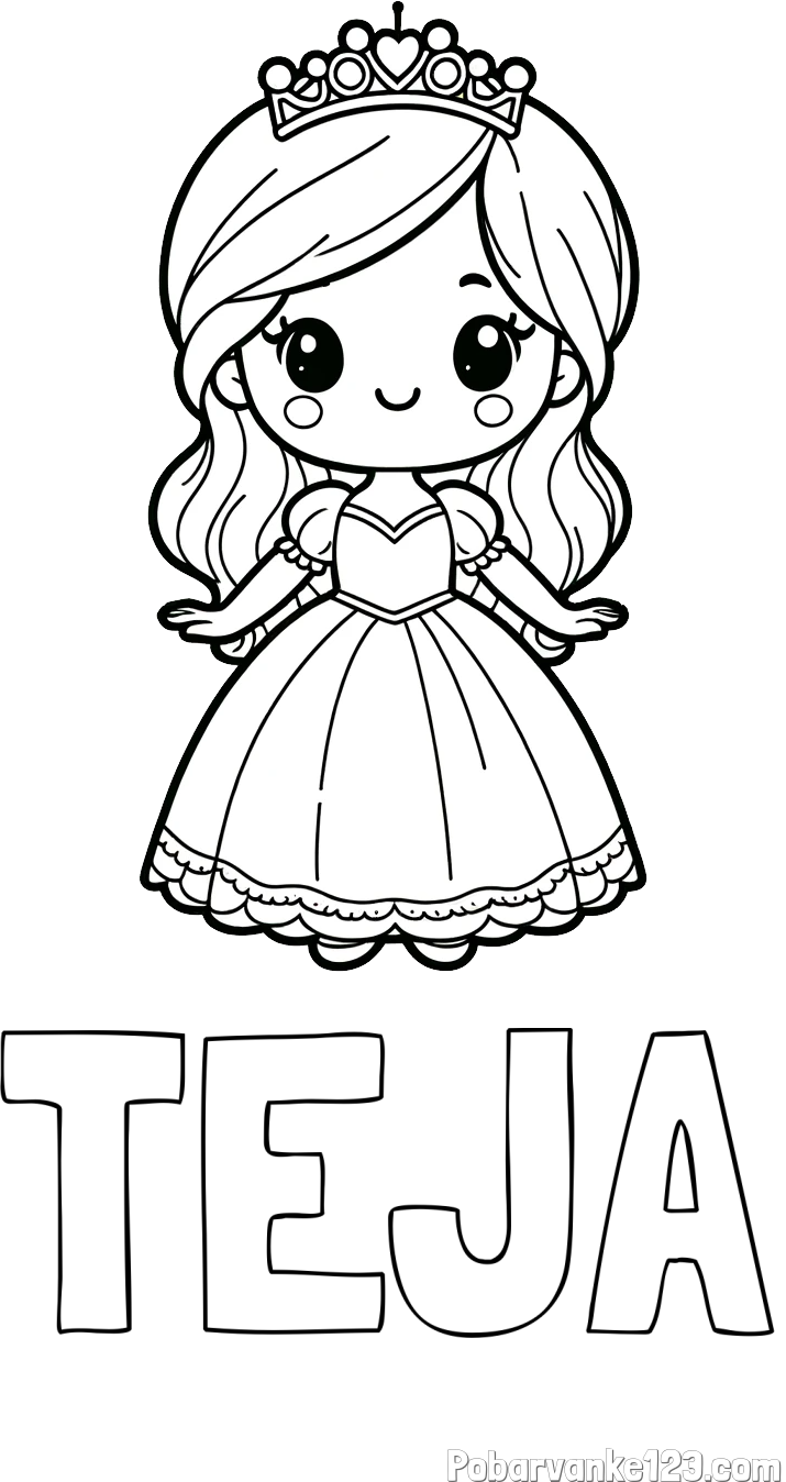 Pobarvanka imena TEJA in pobarvanka ljubke princeske