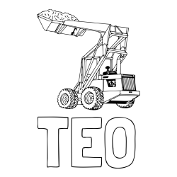 Online izdelana pobarvanka - Pobarvanka imena TEO in pobarvanka velikega traktorja