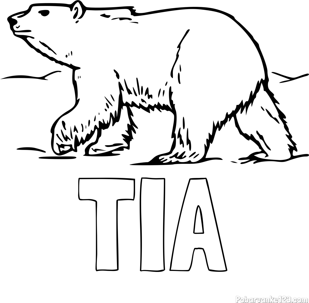 Pobarvanka imena TIA in pobarvanka polarnega medveda na lovu