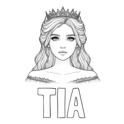 Online izdelana pobarvanka - Pobarvanka imena TIA in pobarvanka prikupne princeske s čudovitimi očmi
