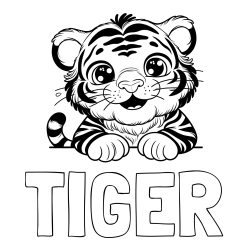 Online izdelana pobarvanka - Pobarvanka imena TIGER in pobarvanka tigrček
