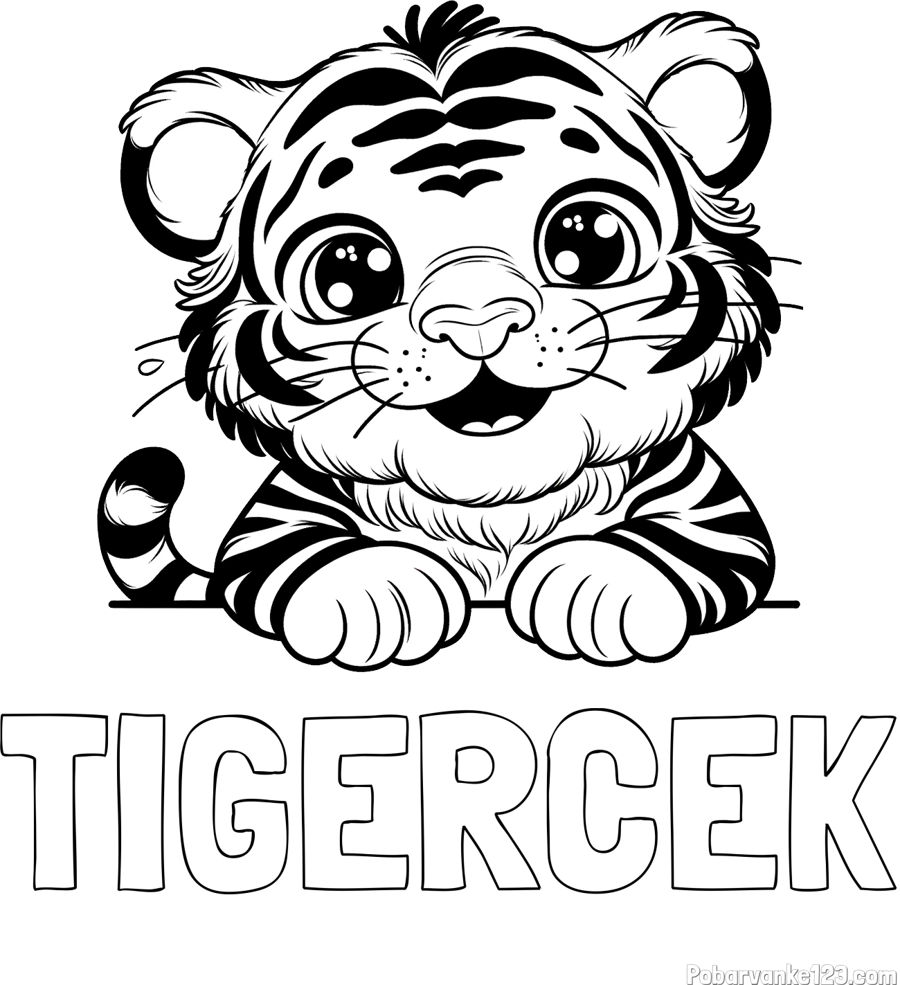 Pobarvanka imena TIGERČEK in pobarvanka tigrček