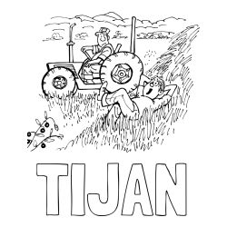 Online izdelana pobarvanka - Pobarvanka imena TIJAN in pobarvanka traktor