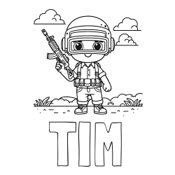 Online izdelana pobarvanka - Pobarvanka imena TIM in lepa otroška PUBG pobarvanka