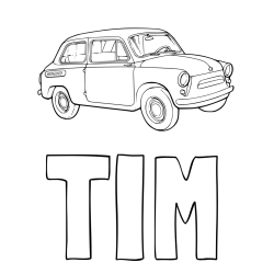 Online izdelana pobarvanka - Pobarvanka imena TIM in pobarvanka fička