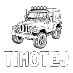 Online izdelana pobarvanka - Pobarvanka imena TIMOTEJ in pobarvanka džipa
