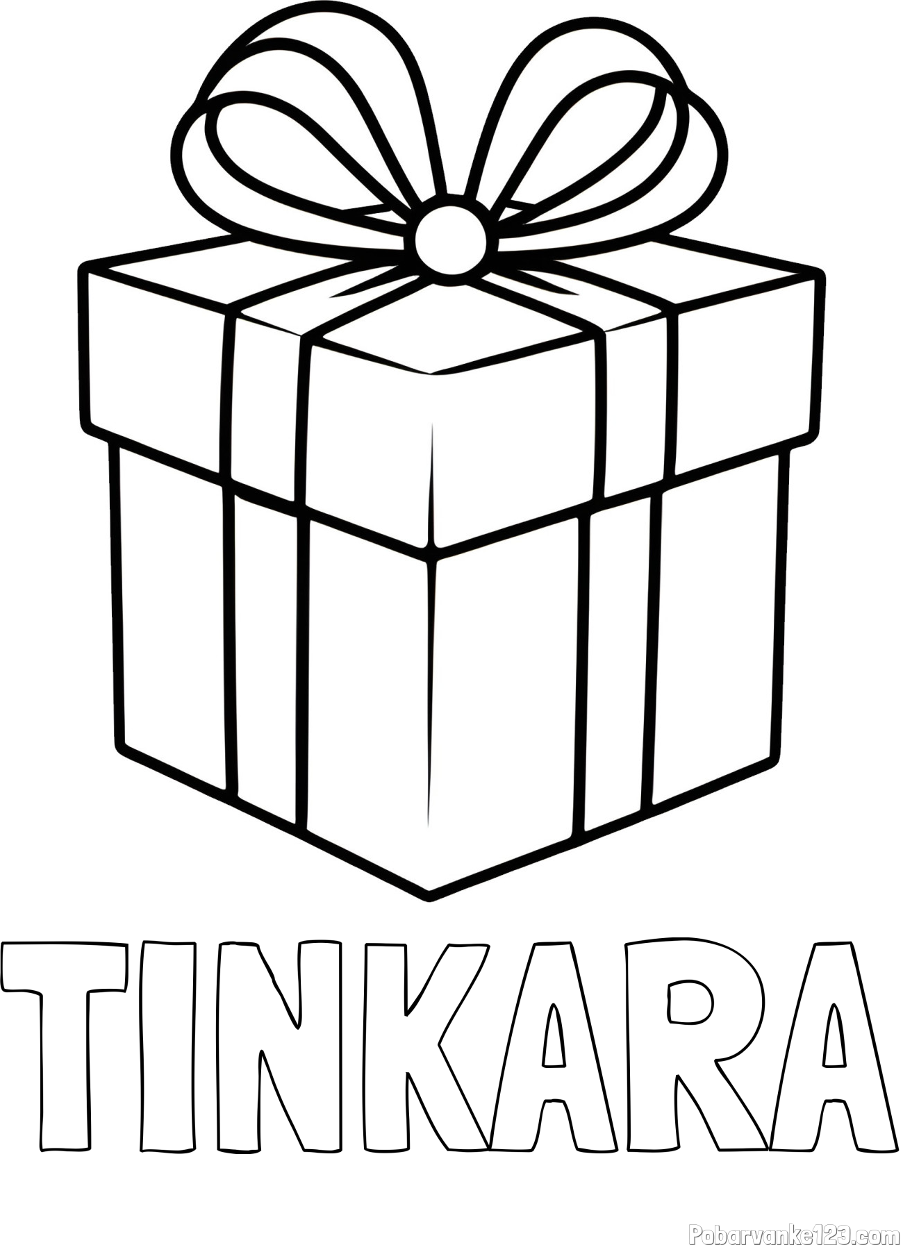 Pobarvanka imena TINKARA in pobarvanka preprostega darila