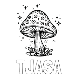 Online izdelana pobarvanka - Pobarvanka imena TJAŠA in pobarvanka čarobne gobe