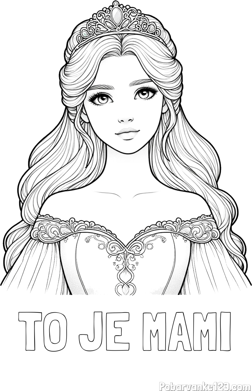 Pobarvanka imena TO JE MAMI in pobarvanka realistične princese
