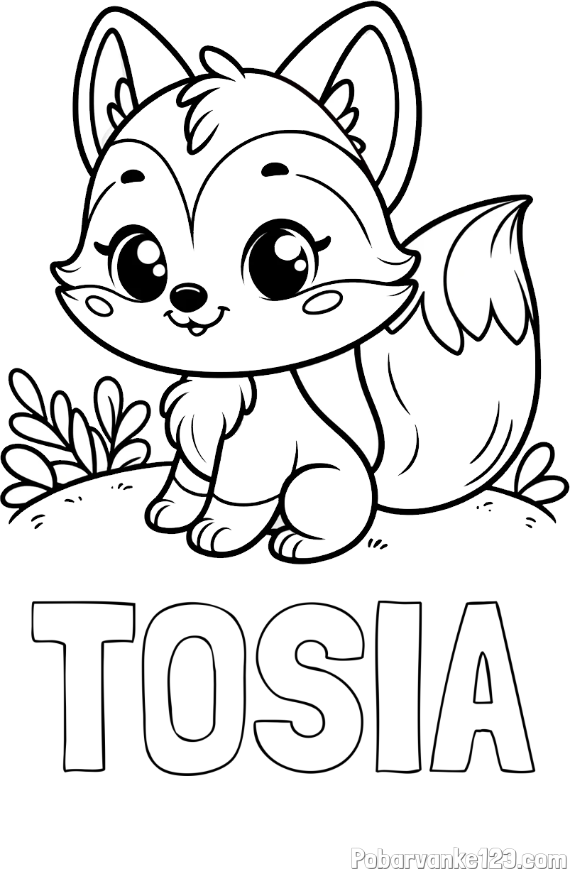 Pobarvanka imena TOSIA in pobarvanka lisičke