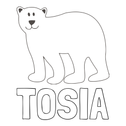 Online izdelana pobarvanka - Pobarvanka imena TOSIA in pobarvanka polarnega medveda