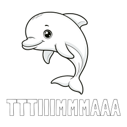 Online izdelana pobarvanka - Pobarvanka imena TTTIIIMMMAAA in otroška pobarvanka ljubkega delfina