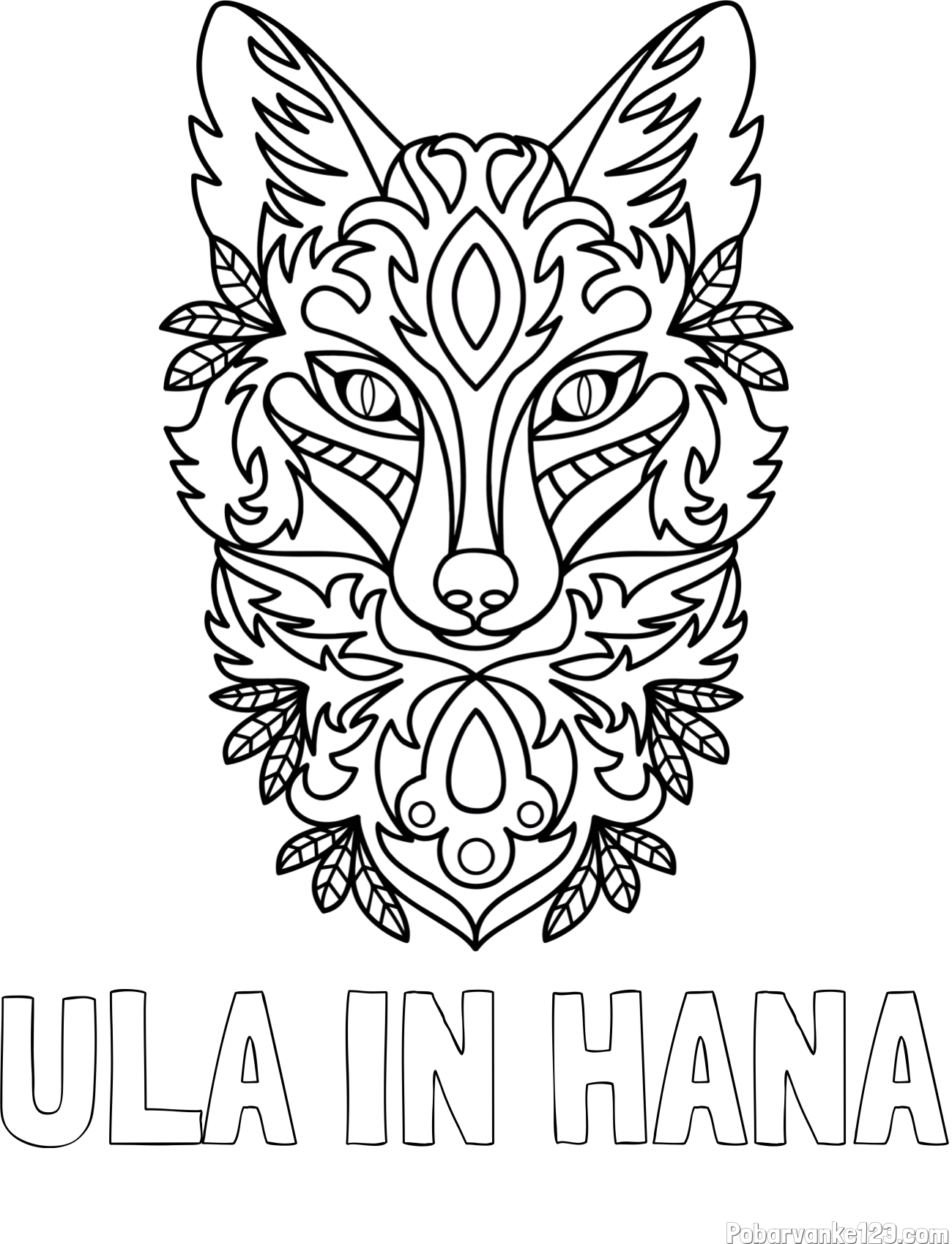 Pobarvanka imena ULA IN HANA in pobarvanka volka - mandale