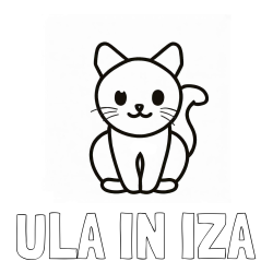 Online izdelana pobarvanka - Pobarvanka imena ULA IN IZA in pobarvanka prikupne mucke