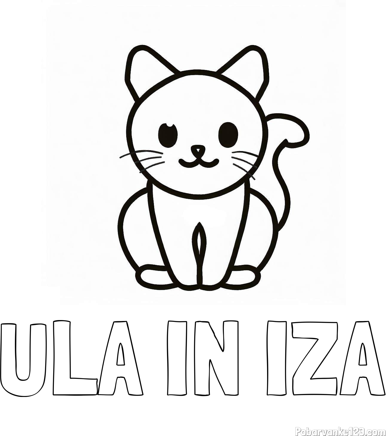 Pobarvanka imena ULA IN IZA in pobarvanka prikupne mucke