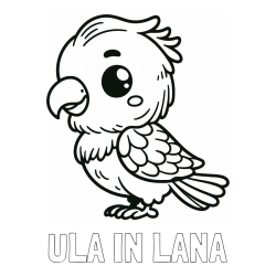 Online izdelana pobarvanka - Pobarvanka imena ULA IN LANA in pobarvanka ljubkega papagaja