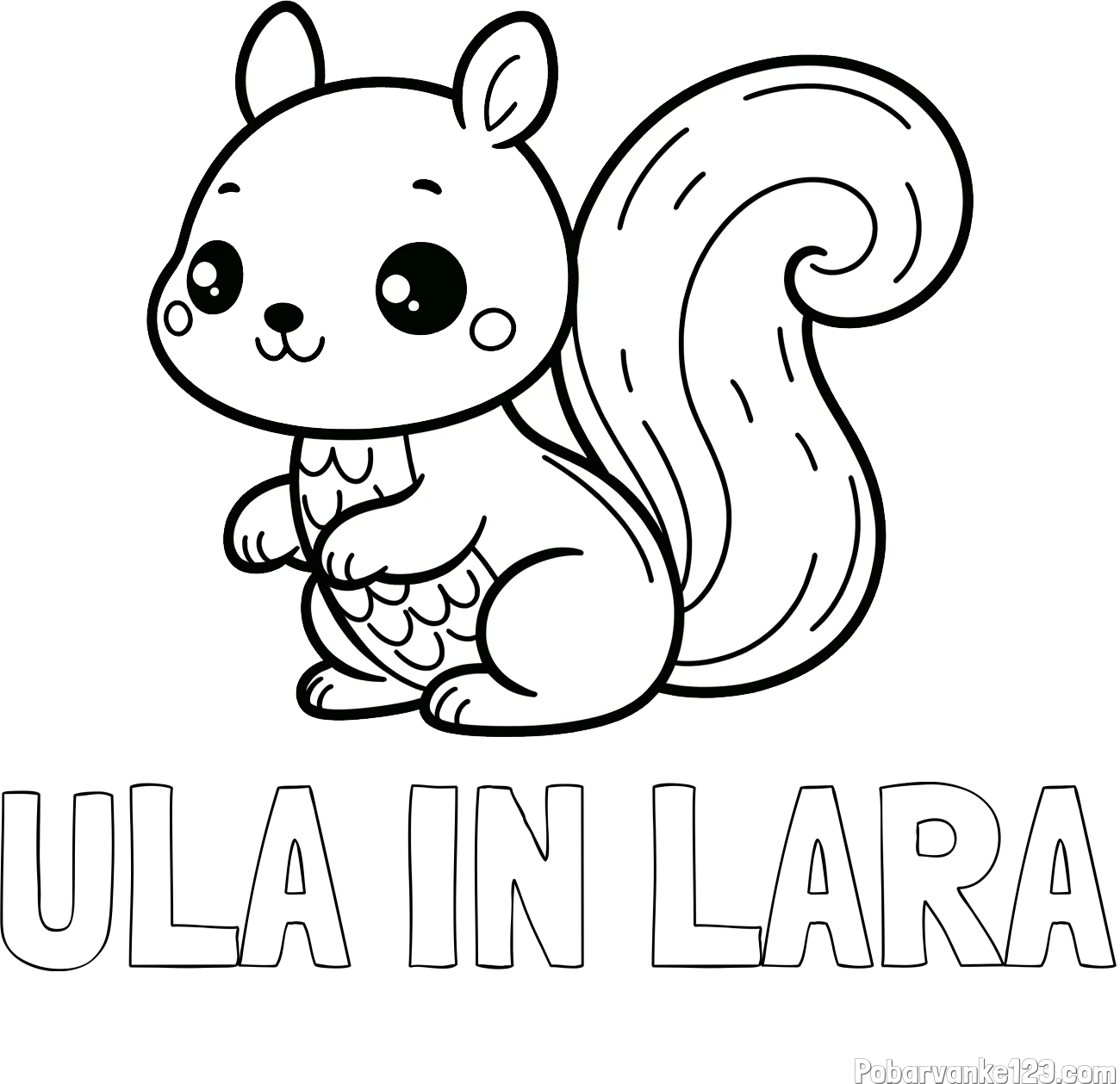 Pobarvanka imena ULA IN LARA in pobarvanka ljubke veverice