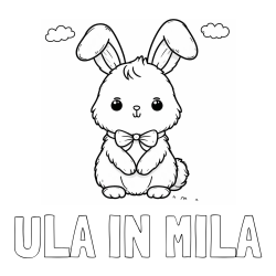 Online izdelana pobarvanka - Pobarvanka imena ULA IN MILA in pobarvanka prikupnega zajčka