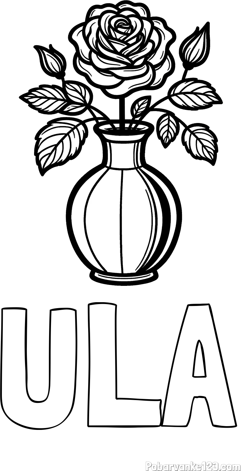 Pobarvanka imena ULA in pobarvanka čudovite vrtnice v vazi