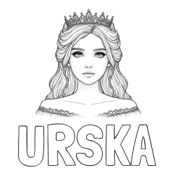 Online izdelana pobarvanka - Pobarvanka imena URŠKA in pobarvanka prikupne princeske s čudovitimi očmi