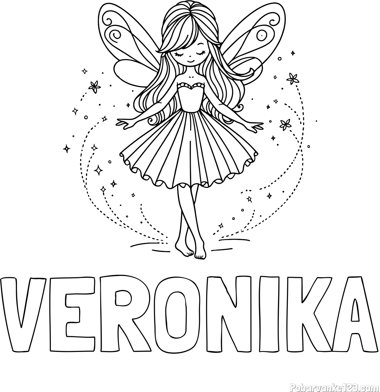 Pobarvanka imena VERONIKA in pobarvanka ljubke čarobne vile