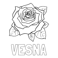 Online izdelana pobarvanka - Pobarvanka imena VESNA in pobarvanka vrtnice