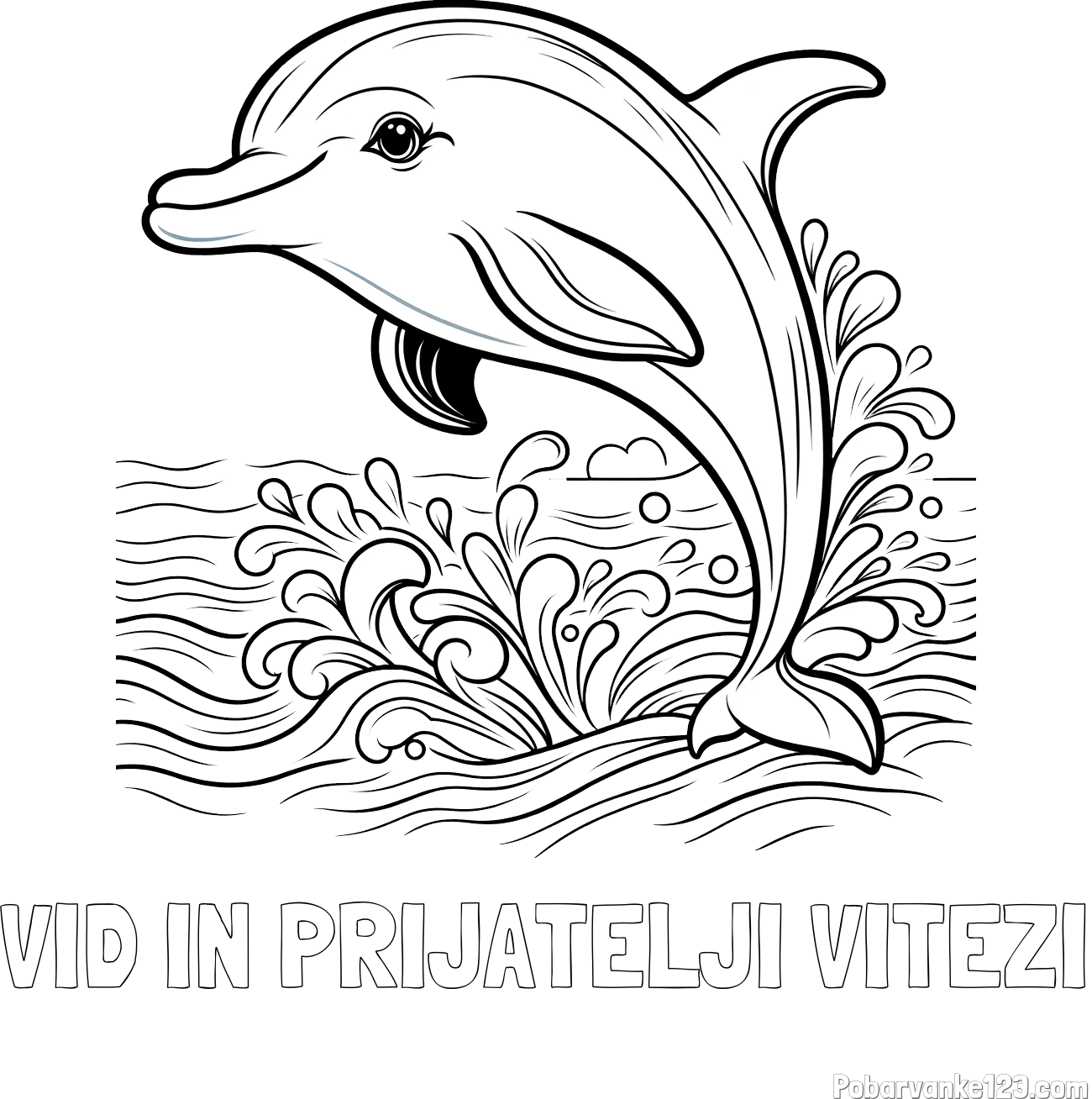 Pobarvanka imena VID IN PRIJATELJI VITEZI in pobarvanka ljubkega delfina