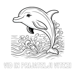Online izdelana pobarvanka - Pobarvanka imena VID IN PRIJATELJI VITEZI in pobarvanka ljubkega delfina