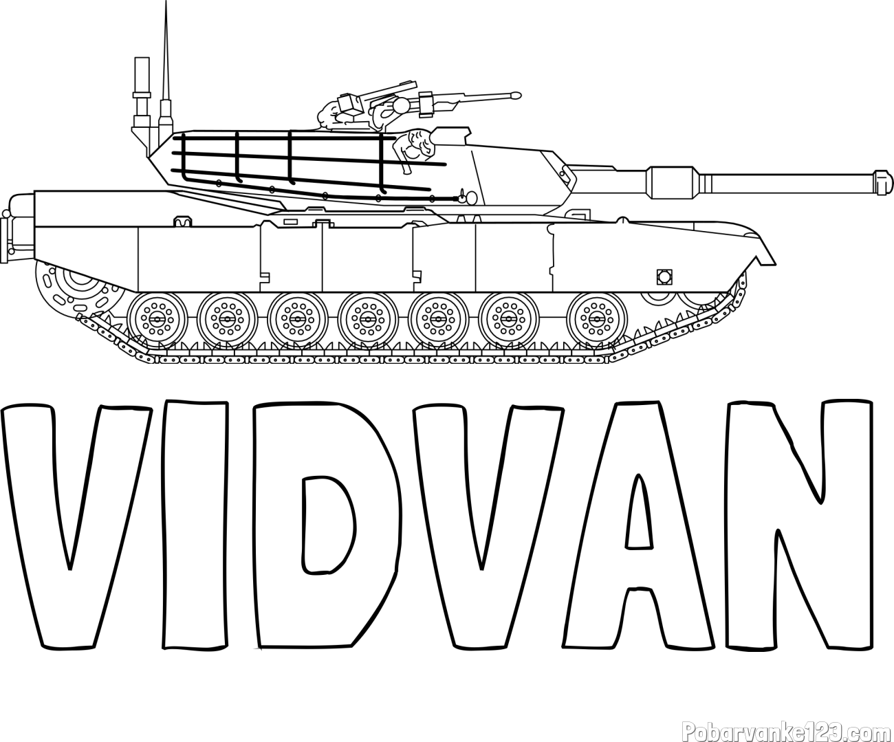 Pobarvanka imena VIDVAN in pobarvanka tanka M1 Abrams