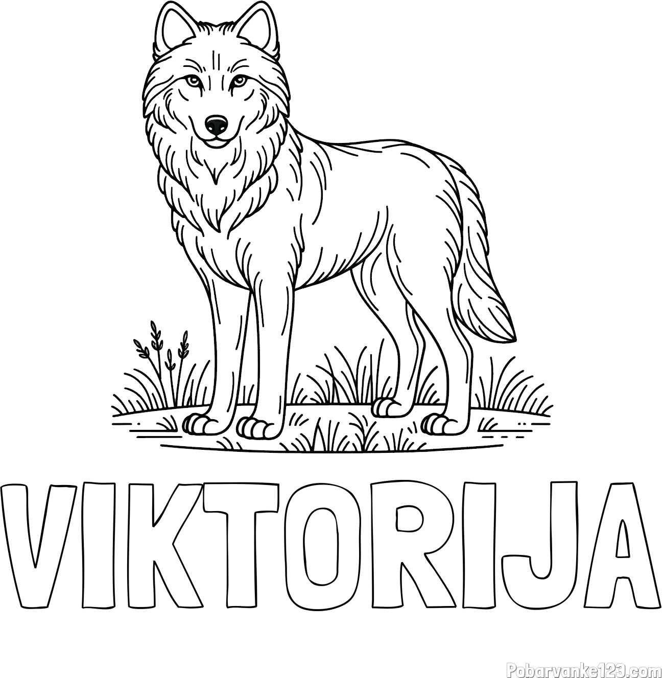 Pobarvanka imena VIKTORIJA in pobarvanka volka