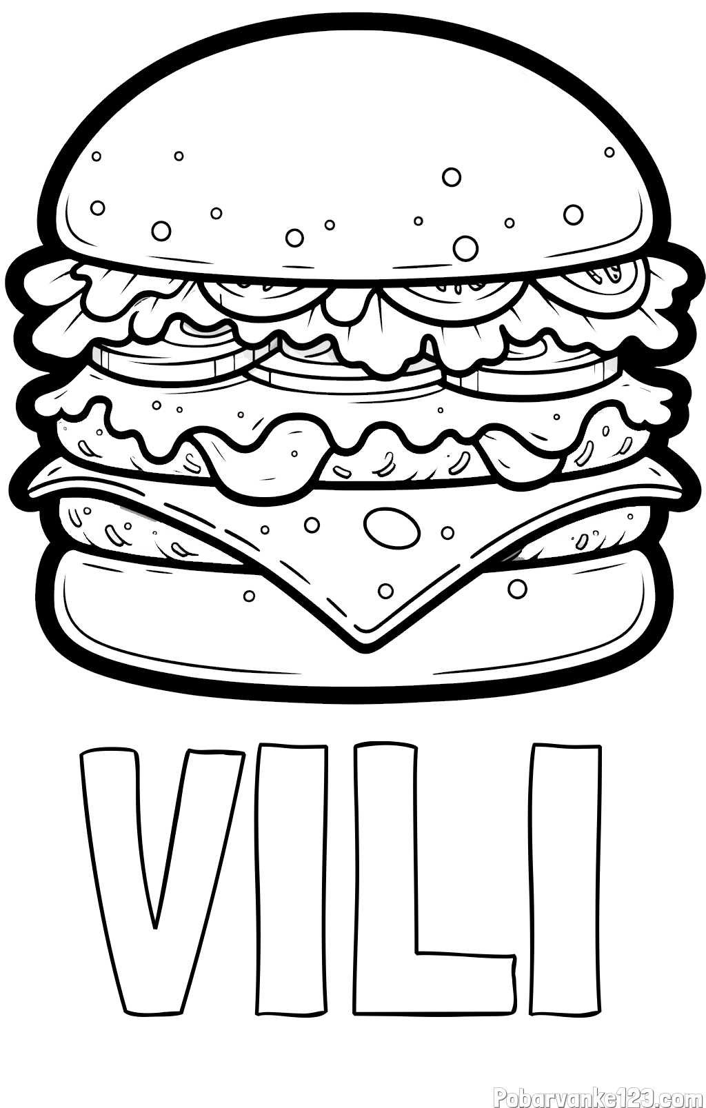 Pobarvanka imena VILI in pobarvanka hamburger