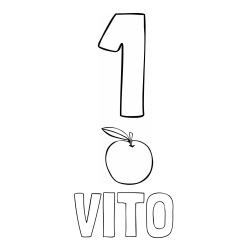Online izdelana pobarvanka - Pobarvanka imena VITO in pobarvanka števila 1 s slikovnim prikazom