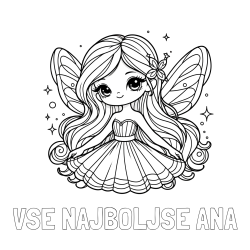 Online izdelana pobarvanka - Pobarvanka imena VSE NAJBOLJŠE ANA in pobarvanka ljubke in nasmejane čarobne vile
