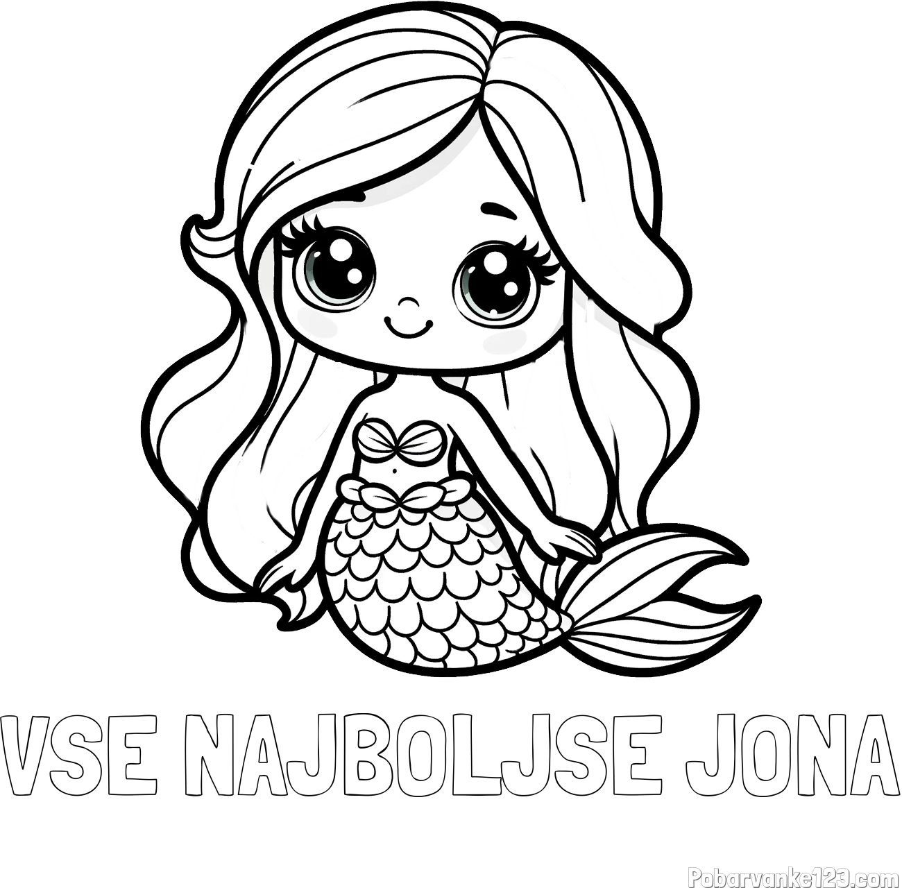 Pobarvanka imena VSE NAJBOLJŠE JONA in pobarvanka prikupne morske deklice