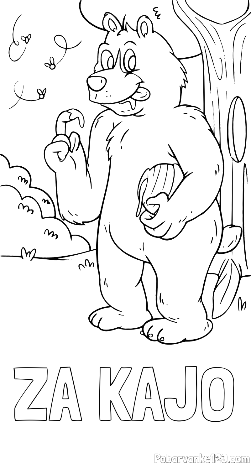 Pobarvanka imena ZA KAJO in pobarvanka nagajivega medvedka