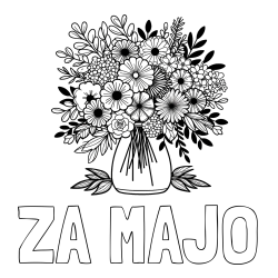 Online izdelana pobarvanka - Pobarvanka imena ZA MAJO in pobarvanka veliekga šopka rož