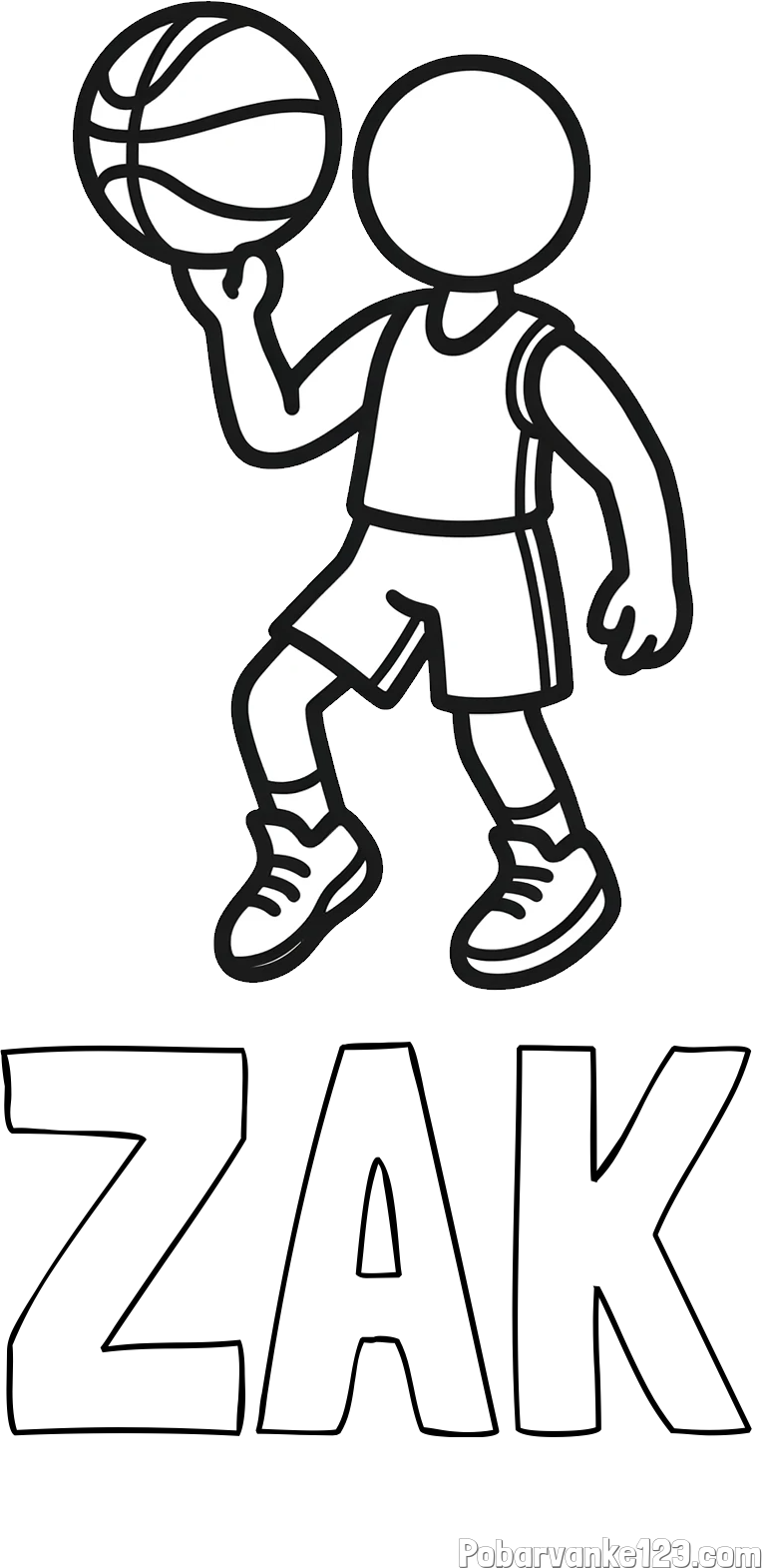 Pobarvanka imena ZAK in otroška pobarvanka košarkarja