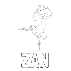 Online izdelana pobarvanka - Pobarvanka imena ŽAN in pobarvanka balerine