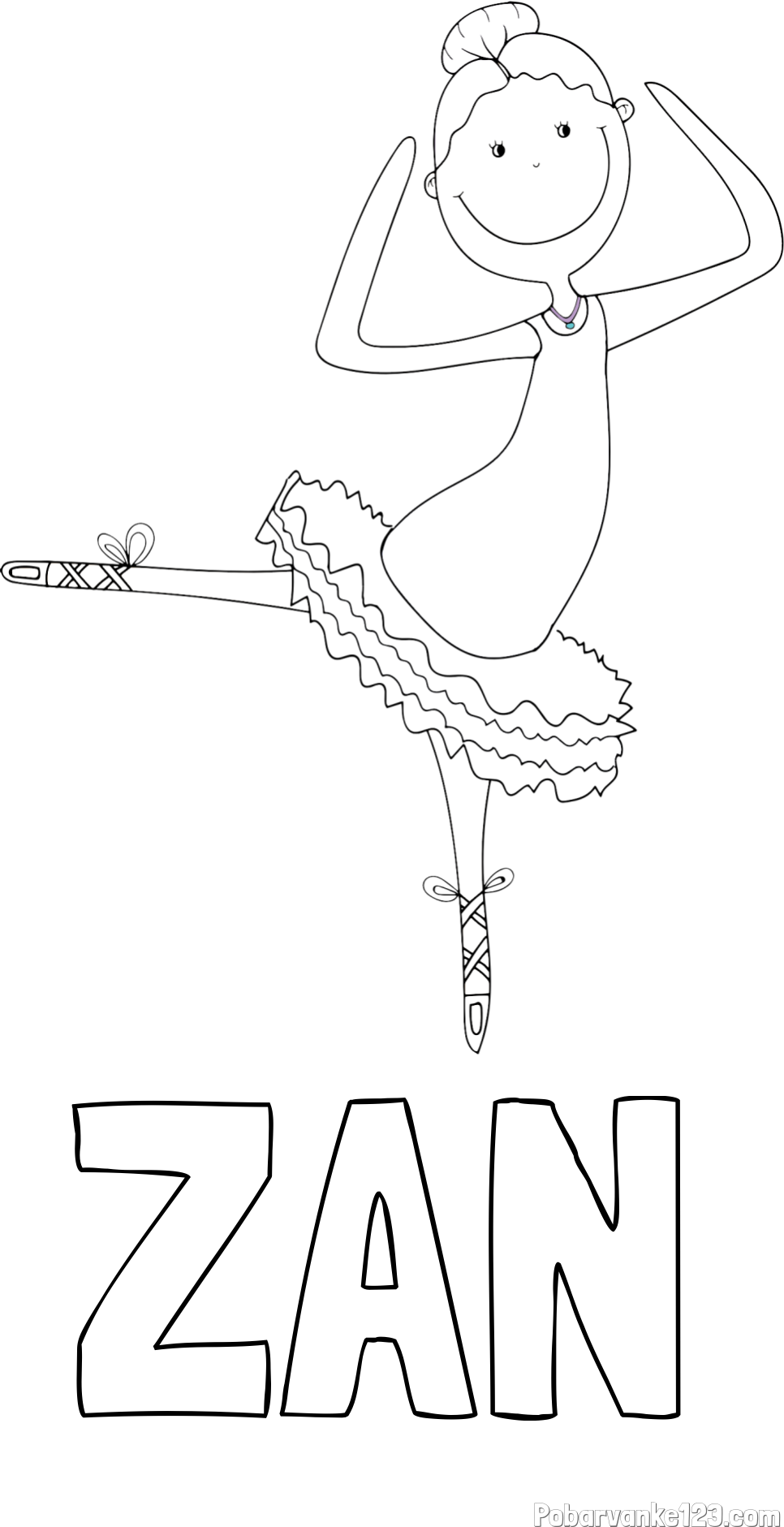 Pobarvanka imena ŽAN in pobarvanka balerine
